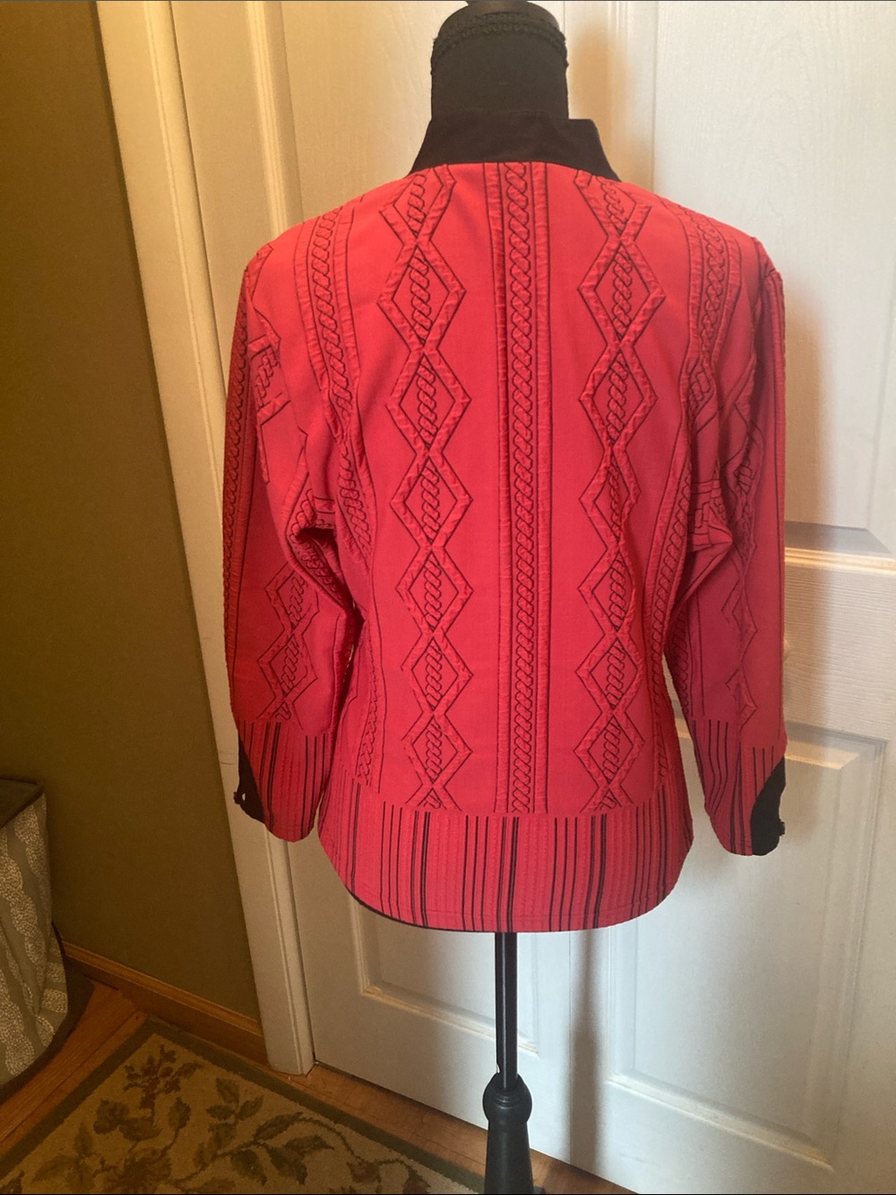 Red Embroidered Zip Front Jacket - Picture 3 of 4